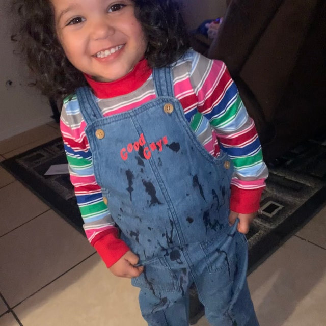 Mens Rainbow Striped Nice Guy T-Shirt Cosplay Costume Chucky Clown - Foto 4